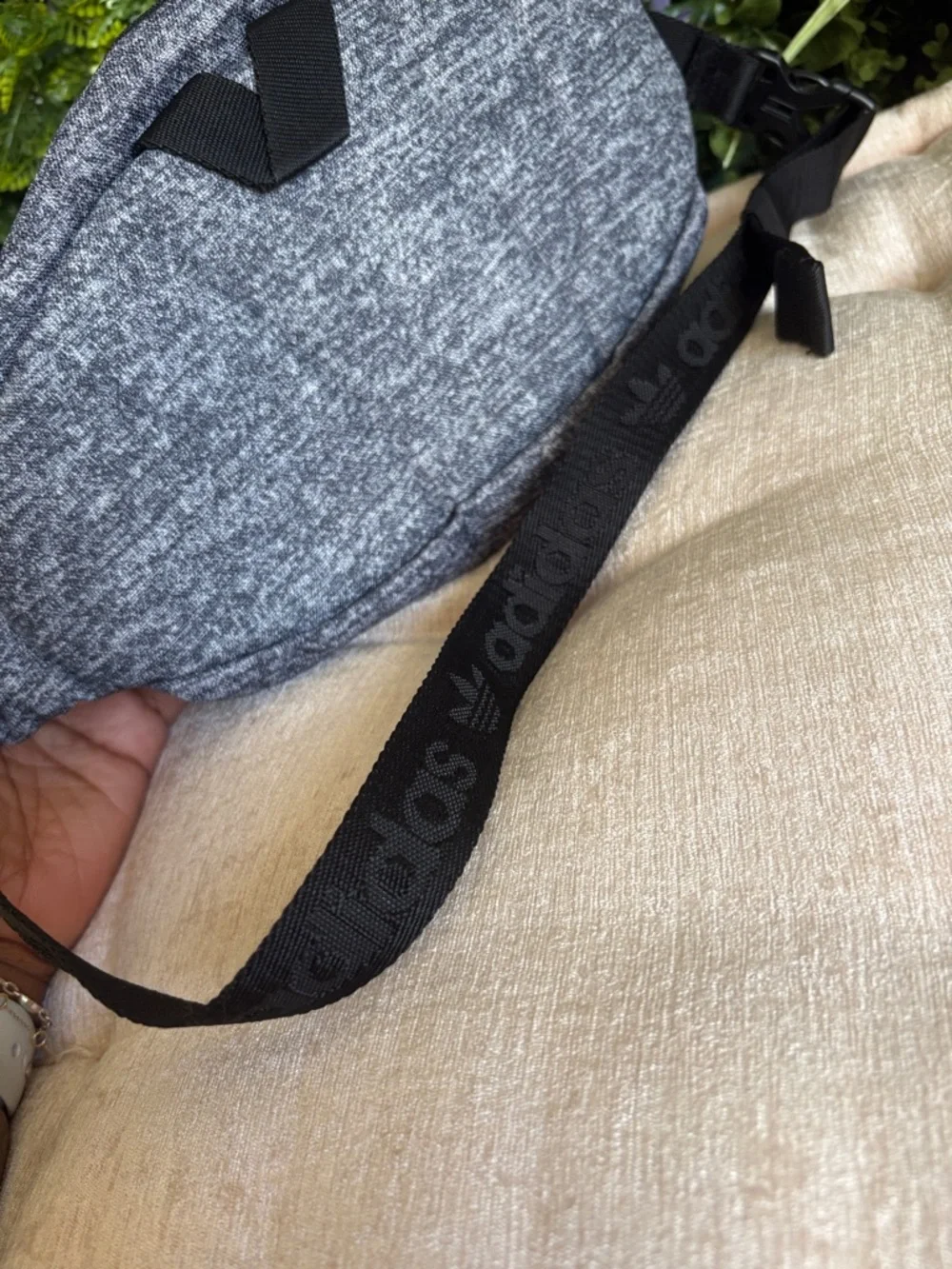 adidas Gray Men’s Waist Pack with Signature Three Stripes